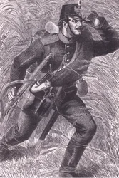 Vpřed, Cassellova historie války mezi Francií a Německem vydaná Cassell and Company Limited, kolem roku 1890 (litho)