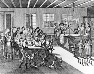 Hannukah od Georga Puschnera z Kirchnerova židovského obřadu, 1726