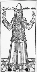 Židovský velekněz, z Liber Chronicarum od Hartmanna Schedela, vydáno v Norimberku, 1493