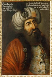 Kara Mustafa Paša Turecký velkovezír, admirál tureckého loďstva, člen sultánovy rady... (olej na plátně)