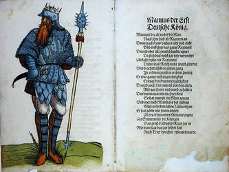 Mannus, první německý král, z knihy "Původ prvních dvanácti starých králů a knížat německého národa".