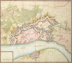 Mapa Düsseldorfu, 1736
