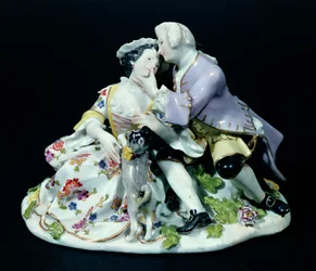 Setkání milenců, možná Johann Joachim Kandler (1706-75) kolem 1735 (porcelán)