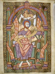 Ms Czart 1207 IV fol CXIXv Svatý evangelista Lukáš, z Evangeliáře katedrály v Płocku, asi 1075.