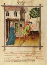 Paní Lat 9333 fol.96v Muž Vomiting, z Tacuinum Sanitatis