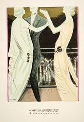"Musik vom Anderen Ufer", reklama na večerní šaty od Kuhnena, ze Stylu, pub.1922 (pochoárový tisk)