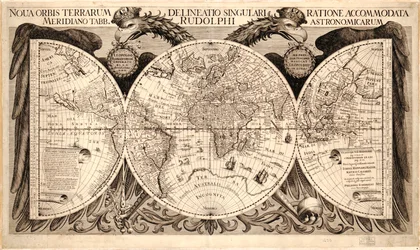 Nova orbis terrarum, z „Tabulae Rudolphinae“ od Johannese Keplera, 1627-30