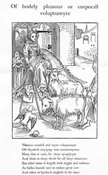 Věrné potěšení nebo tělesná smyslnost, ilustrace z anglického překladu Alexandra Barclaye „The Ship of Fools“, z vydání vydaného v roce 1874