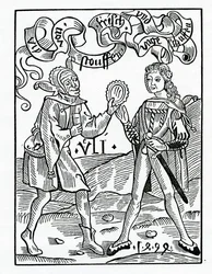 Z nové módy a převlečených oděvů, ilustrace z anglického překladu Alexandra Barclaye „The Ship of Fools“, z vydání vydaného v roce 1874