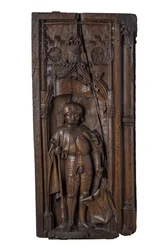 Konec kůru s vyobrazením svatého Quirina z Neussu, asi 1485-1515 (dub)