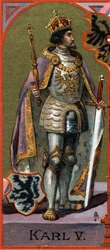 Portrét Karla V. (1500-1558). Chromolitografie