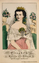 Portrét Alžběty Bavorské, císařovny rakouské, z Neuruppiner Bilderbogen, 1860