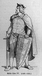 Portrét Otty Brunšvického (1174/1182-1218), německého římského císaře a italského krále. Rytina v „“ Kaiser, Konig und Papft““ od Richarda Rotha
