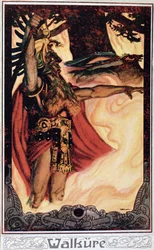 Pohlednice zobrazující Odina, jak volá oheň, 1914