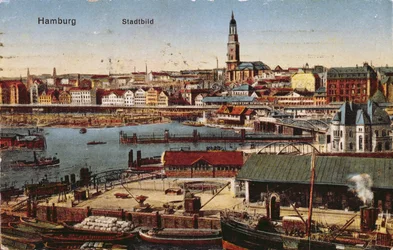 Pohlednice Hamburku, kolem roku 1910 (barevné foto)