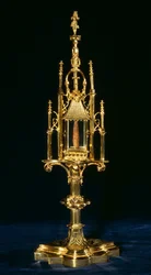 Relikviářová monstrance s kouskem kříže, Augsburg, kolem 1490 (zlato a dřevo)