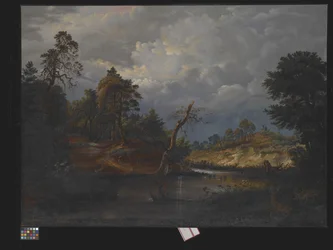 Romantická krajina (olej na plátně)