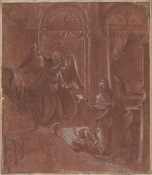 Zvěstování, asi 1520 (pero a tuš)