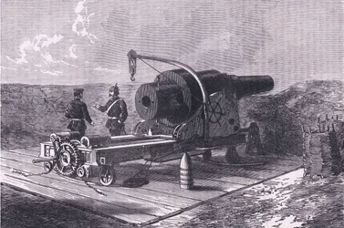 Kruppova zbraň, Cassells Historie války mezi Francií a Německem vydaná Cassell and Company Limited, kolem roku 1890 (litho)