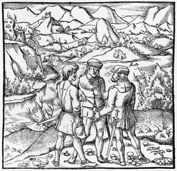 Rutliho přísaha, ilustrace z Cosmographie Universelle od Sebastiena Munstera (1488-1552) Basilej, vydáno 1559