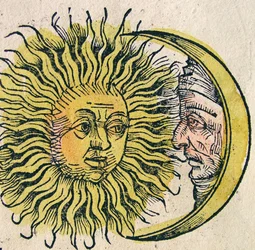 Slunce a Měsíc, publikované v Norimberské kronice, 1493