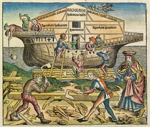 Stavba Noemovy archy, publikovaná v Norimberské kronice, 1493