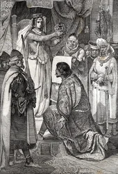 Korunovace Erika XIII. Pomořanského králem severských království Švédska, Dánska a Norska Markétou I. Dánskou