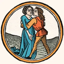 Čtyři temperamenty: krev (vřelá a laskavá). Xylografie, Augsburg 1480.