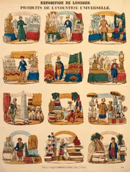 Dvanáct výstavních stánků různých národů na Velké výstavě v Londýně, vydali Dambour & Gangel, Mety, 1851