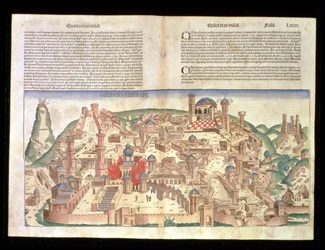 Pohled na město Jeruzalém, z Norimberské kroniky od Hartmanna Schedela (1440-1514) 1493