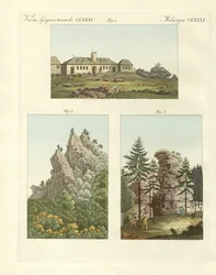 Pohledy na Harz (barevná rytina)