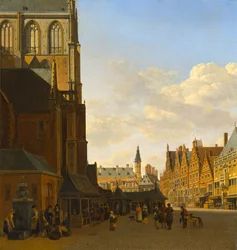 Rybí trh a Grote Kerk v Haarlemu, kolem 1675-1680