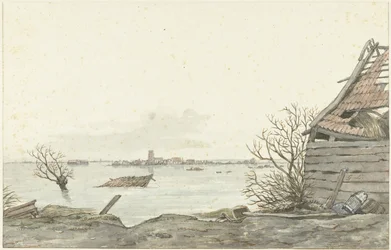 Pohled na zatopený Ransdorp, únor 1825