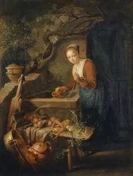 Kuchyňská služebná u studny, asi 1650