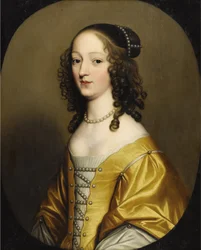 Alžběta Česká - Elizabeth Stuart (1596-1662), česká královna, Gerrit van Honthorst (1590-1656). Olej na dřevě. Rozměry: 72,3 x 57,7 cm. Soukromá sbírka