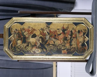 Bitevní scéna s východními rytíři, cca 1425 (tempera na topolovém dřevě)