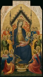 Madona s dítětem a hudebními anděly, asi 1410 (tempera a plátkové zlato na desce)