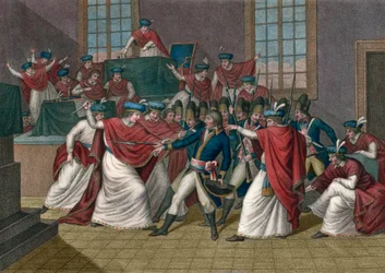Státní převrat 18. brumairu (9. listopadu 1799). Napoleon Bonaparte (1769-1821) svrhl Direktorium a stal se prvním konzulem - Státní převrat brumairu, rok VIII - Dne 19. brumairu roku VIII (10. listopadu 1799) Bonaparte rozpustil Radu pěti set