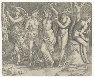 Bacchus a bacchantes a meanáda s tamburínou