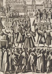 Zábava, kterou šarlatáni poskytují každý den na Piazza di S. Marco al Populo ..., ca. 1610.