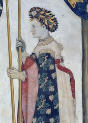 Devět hodných a devět hodných žen, detail Semiramis, 1418-30 (freska)