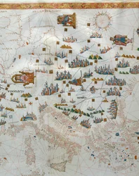 Námořní mapa, detail západní Evropy, 1564