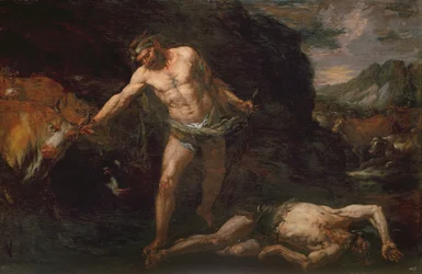 Hercules zabije obra Cacus a ukradne zpět dobytek Geryonu