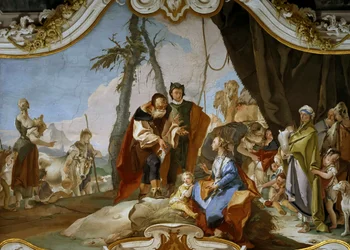 Rachel Hiding the Teraphim před svým otcem Labanem, asi 1728.