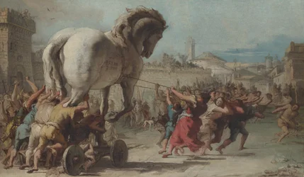 Průvod trojského koně v Troy, c.1760 (olej na plátně)