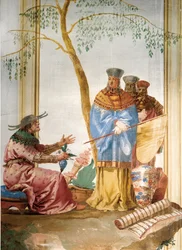Detail z fresky v čínském pokoji, v Foresterii, 1757