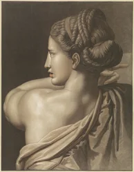 Žena ukazující, při pohledu zezadu