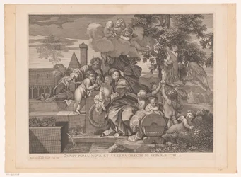 Svatá rodina s putti na jabloni