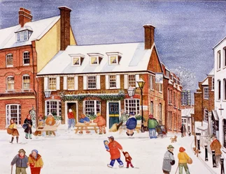 The White Bear, Hampstead, 1990 (akvarel na papíře)