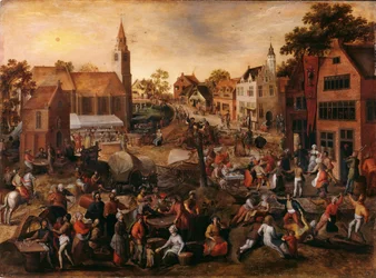 Village Fair v Saint-Joris (olej na panelu)